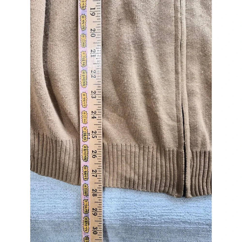 Mossimo Cardigan Sweater Mens Large Brown Tan Tight Knit Raglan Sleeve Full Zip